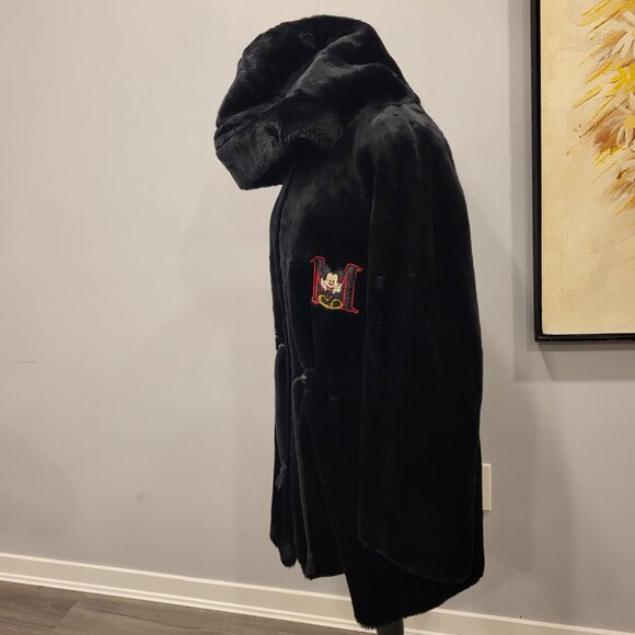 Vintage Mickey Mouse Unlimited Faux Fur Long Jacket Black Size Large - Picture 6 of 15
